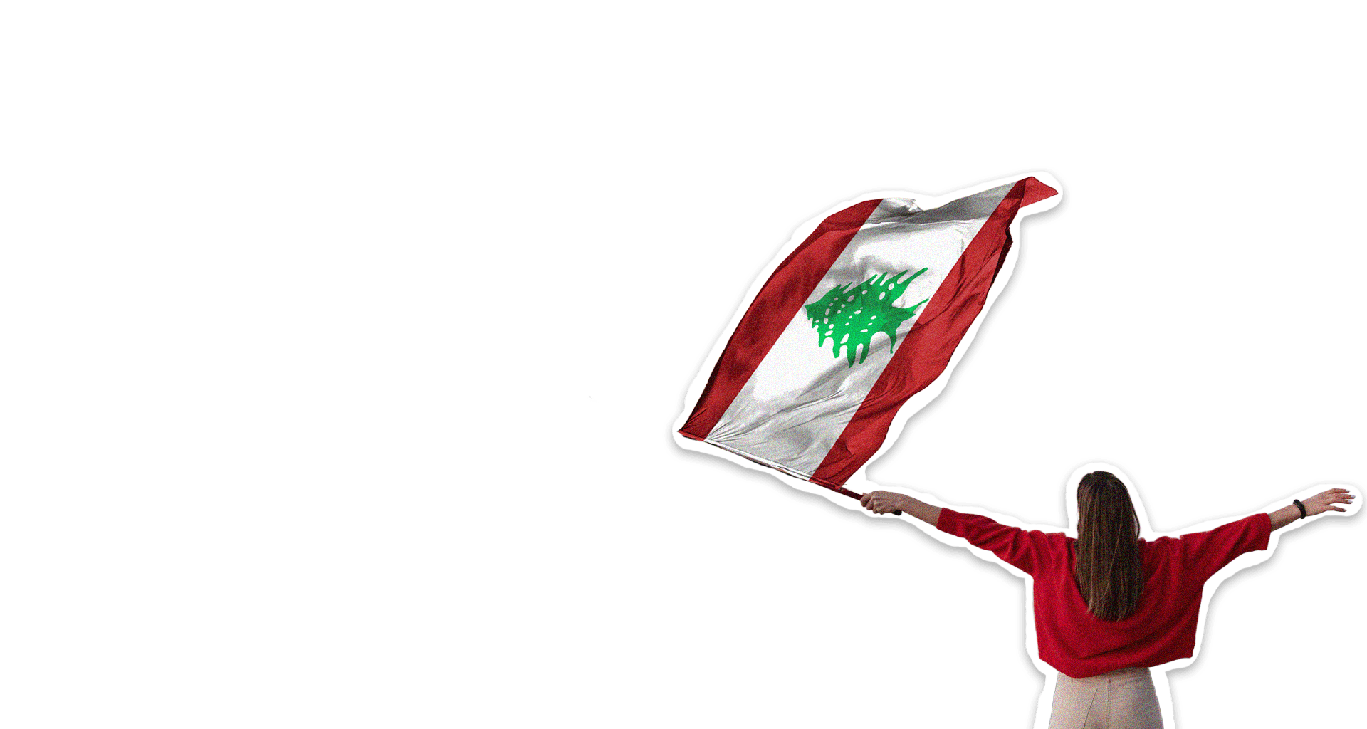 Woman in Lebanese colors